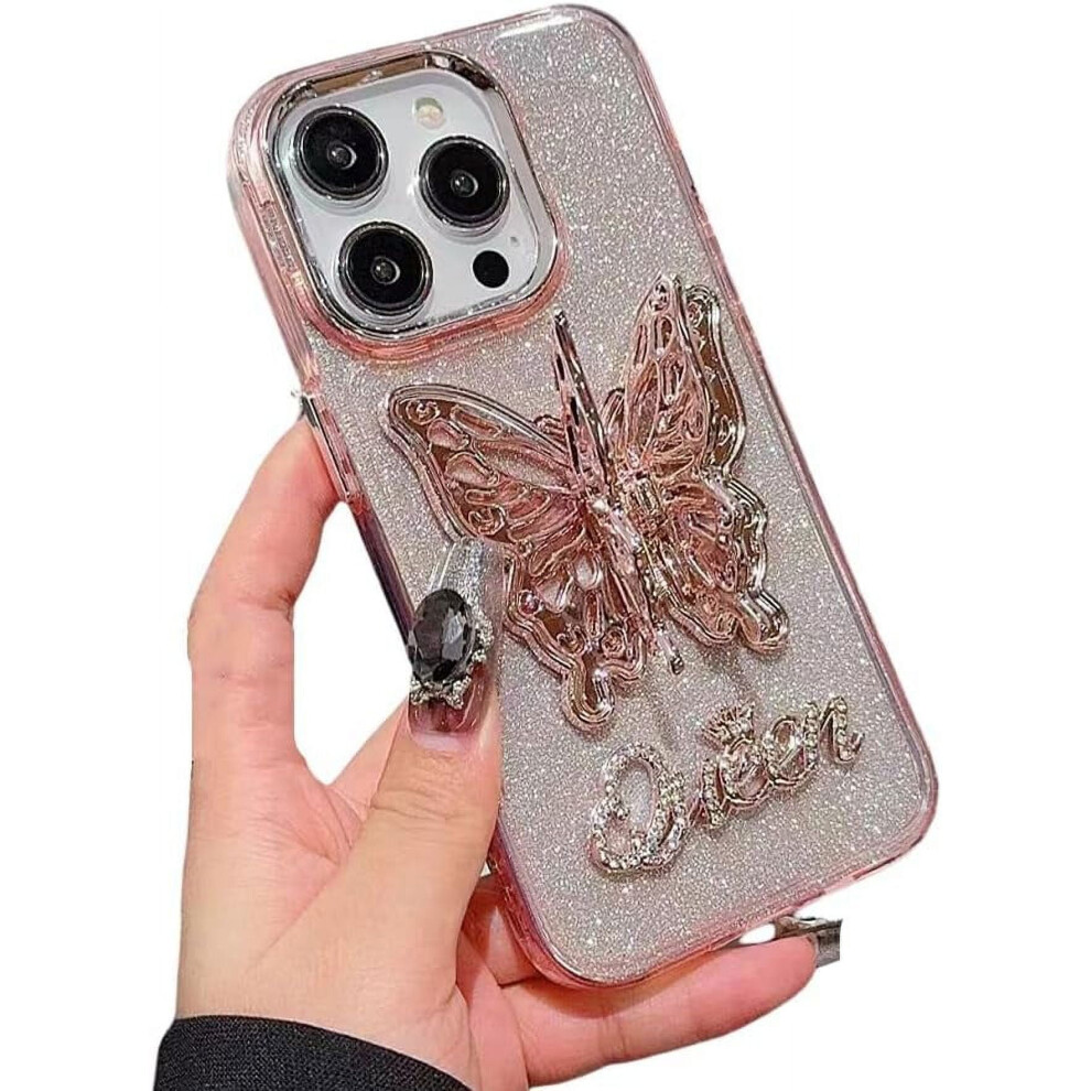 Iphone Case Rhinestone Butterfly Kickstand Iphone 13 Pink 902370150395