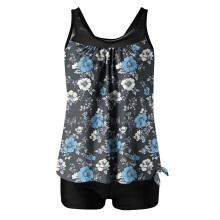Dame todelt tankini-badedrakt med blomstertrykk og
