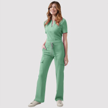 asdoklhq Womens Scrubs Women's V-Neck Top with Drawstring Pocket Pants and Casual Two-Piece Set for Care Workers Mint Green XL