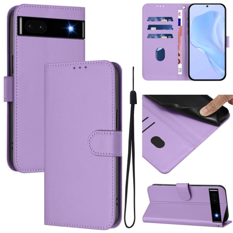 Pu Leather Wallet Case Compatible With Google Pixel 6 Â Magnetic Flip Folio, 3-Card Slot & Wrist Strap, Purple 9558633990607