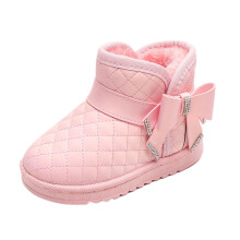 Toddler Warm Faux Fur Lined Boots Kids Girls Boys Winter Non Slip Snow Boots Outdoor Shoes Pink