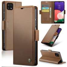 CaseMe Leather Wallet Case for compatible with Samsung Galaxy A22 5G – RFID Blocking, Magnetic Clasp, Kickstand, Card Holder