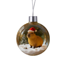 2026 Wildlife Wonders Crystal Glass Ornament – 3D Animal with Christmas Hat, Clear Xmas Balls, Sparkling Snowfield Decor – Compatible with