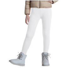 Girls Fleece Lined Leggings Winter Warm Thick Leggings for Kids Full Length Pants White 4-5 Years
