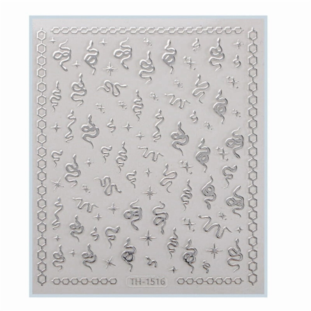 1 Sheet Chinese New Year Nail Stickers for DIY Manicure Decoration with Cartoon Sanke Festival Patterns for Women Girls