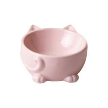 Cute Cat Shaped Ceramic Pet Bowl (5.51in) - Elevated Neck Protection Food/Water Bowl for Cats, Large Capacity Cute Pet Feeding Bowl