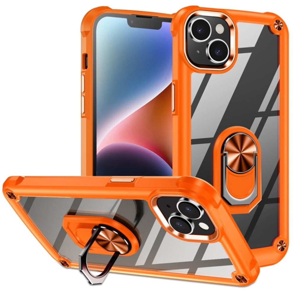 Heavy Duty Shockproof Armor Case For Iphone 15 6.1", 360 Full Protection, Anti-Scratch Tpu+Acrylic With Ring Holder Â Orange 9485826578185