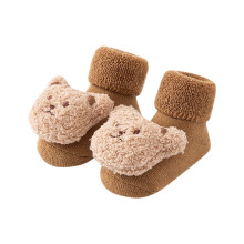 Toddler Newborn Baby Socks Winter Warm Fleece Lined Non Slip Knitted Floor Socks Xmas Gifts Coffee 0-1 Years