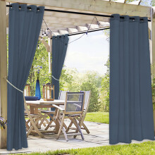 Waterproof Outdoor Sheer Curtains, 52x84", Navy, Grommet Top, UV-Blocking & Light-Filtering, Compatible with Patio/Porch/Gazebo/Pergola