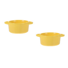 2Pièces Bols Céramique Orange Pour Salade Dessert Soupe Poignées