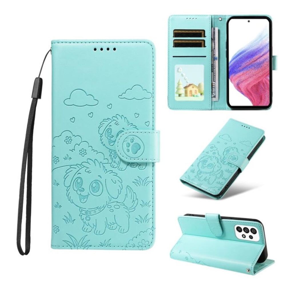 Leather Flip Case For Samsung Galaxy A53 5G Â Rfid Wallet, Magnetic Clasp, Lanyard & Stand Green 9485826578215