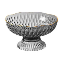 Plastic Fruit Bowl,Round Pedestal Decorative Bowl for Home Decor,Clear Storage Basket for Fruit,Salad, Vegetables