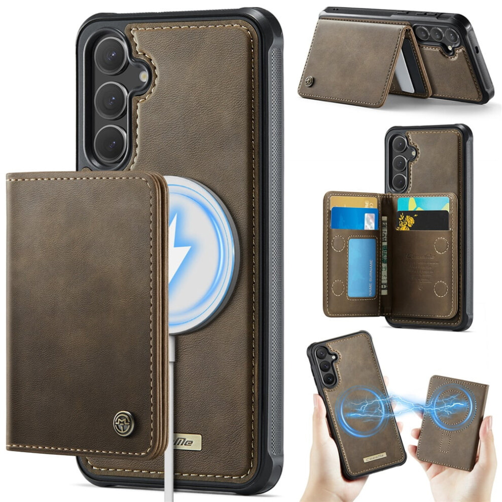 Rfid-Blocking 2-In-1 Magsafe Wallet Case For Samsung Galaxy S24/S25 5G Â Pu Leather, Kickstand, Magnetic, Brown 9485826578307