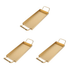 3Pcs Golden Stainless Steel Serving Platters with Dual Handles