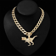 Dinosaurushanger ketting voor mannen en vrouwen, 15 mm Cubaanse schakelketting