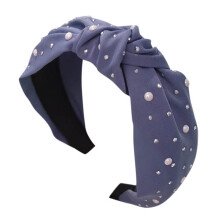 Perlenbesetztes Haarband mit Knoten für Damen, Schmuckbesetztes, rutschfestes Haarband, Blaues Diadema Para Mujer – Kompatibel mit allen Haartypen