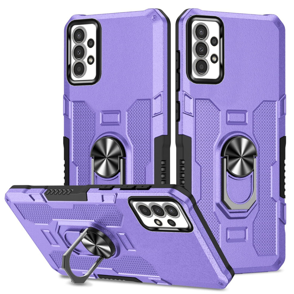 Rugged Defender Case For Samsung Galaxy A13 4G (6.6") – Ring Holder, Kickstand, Anti-Fingerprint, Non-Slip, Anti-Drop | Compatible With Purple 9485826577713