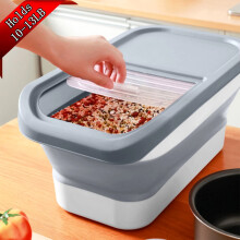 Dog Food Storage Container, Collapsible Pet Food Container with Lid, [12-15KG] Airtight Pet Treat Container for Dog, Cat and Other Pet, Gray
