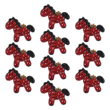 10Pcs Glitter Rhinestone Iron on Horse Patches for Jackets Shoes Bags