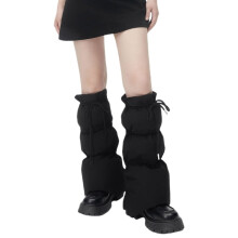 Insulated Padded Leg Sleeves for Women Winter Warm Puffer Leg Warmers Drawstring Split Flared Boot Cuffs Knee Socks
