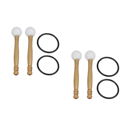 4Sets Smooth Surface Wooden Singing Bowl Mallets with Rubber Strikers