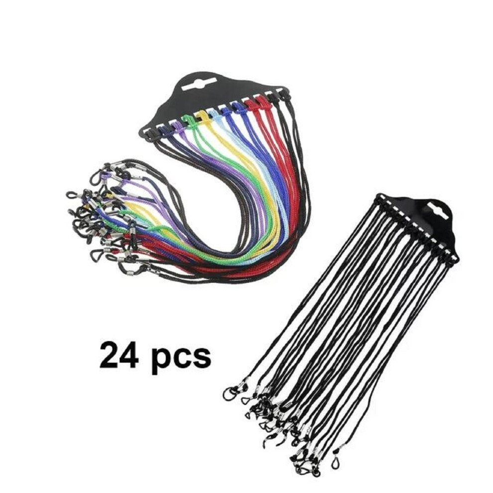 Black 24-Pack Non-Slip Eyeglass Straps Â Adjustable Retainers & Necklace Chains, Compatible With Most Glasses,