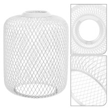 Abat-jour ajouré en fil de fer blanc pour suspension, idéal pour une décoration intérieure moderne.