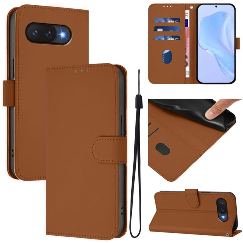 Wallet Case Compatible With Google Pixel 9A Â Pu Leather Magnetic Flip Folio, 3-Card Slot & Wrist Strap, Brown 9485826577133