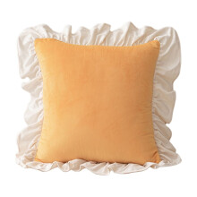 20x20" Holland Velvet Bedside Lace Pillow Back Cushion Soft Filling Suitable for Sofa and Floor Decorative Lumbar Support, Gifts for Family, Yellow