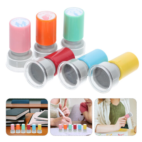 Smile Homework Stamp Set, Assorted Colors, 6 Pieces for Classroom and Office Use