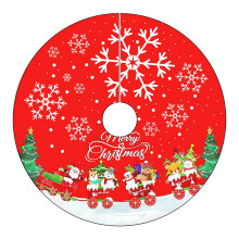Jupe de sapin de Noël blanche de 61 cm avec motif flocon de neige – Décoration de fête pour une utilisation intérieure/extérieure (Rouge)