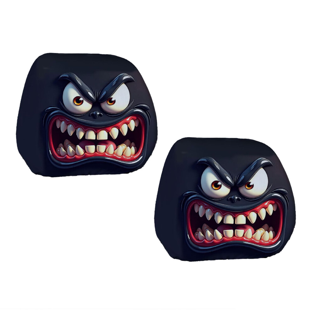 Halloween Car Headrest Protectors With Funny Faces For Festive Decor & Scratch Resistance 9418476638015