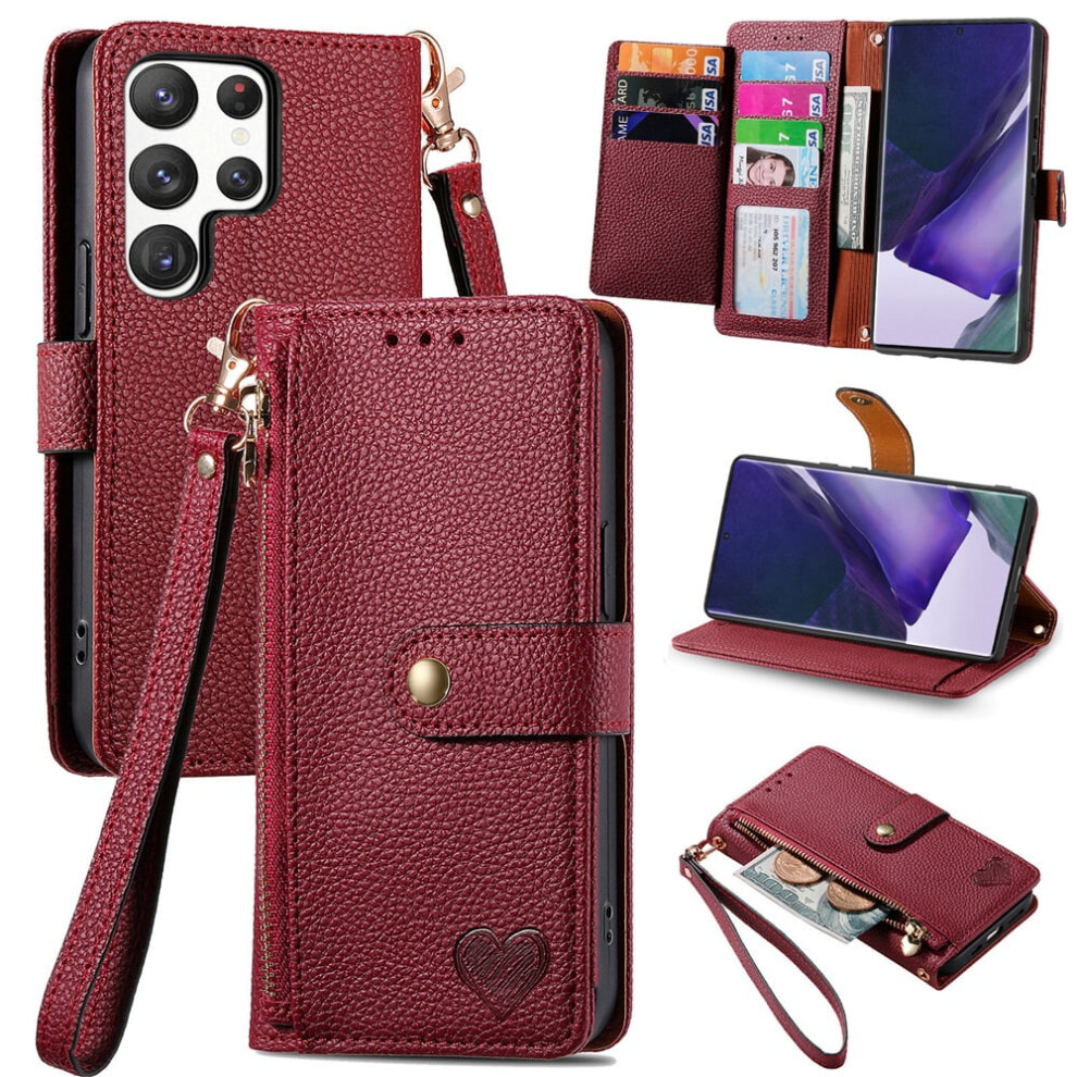Samsung Galaxy S22 Ultra 5G Leather Wallet Case With Zipper 9152228986978