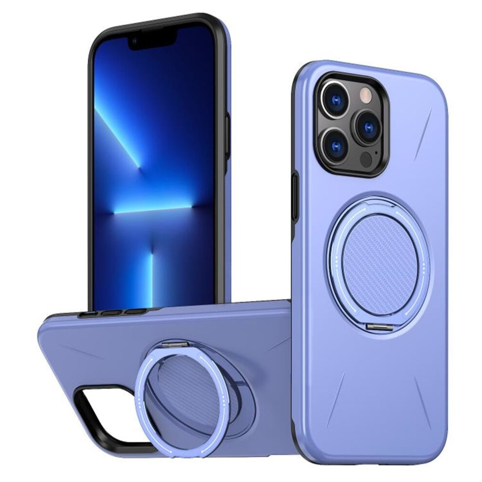 Ultra Slim Hybrid Tpu+Pc Case For Iphone 13 Pro: Magsafe Compatible, Metal Rotating Holder, Military Shockproof, Purple 9418476640223