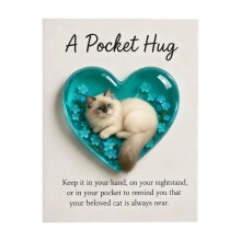 A Pocket Hug - Cat Version, Adorable Animal Sympathy Card, Small Token of Love for Grieving, Encouragement & Support F 1PC