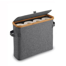 Fabric Bathroom Tissue Basket | Open-Top, Compact, Wipeable | Holds TP & Accessories | 45x15.5x36cm | 1 Pack