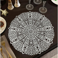 2 pcs Hot Mat Light Luxury Christmas Ball Table Placemat, Snowflake Design, Non-Slip Hollow Placemat – Compatible with Standard Tables