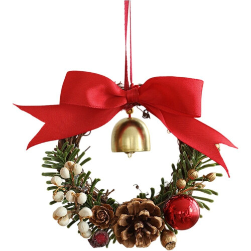 Mini Christmas wreath with gold bells 3-pack