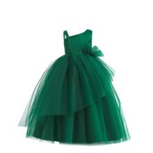 Abito da sera formale da bambina senza maniche con spalle scoperte in tulle, perfetto per feste di compleanno da principessa, concorsi di bellezza,