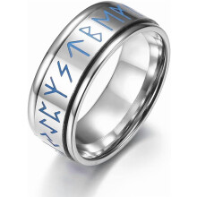 Viking Rune Ring Stainless Steel Spinning Band