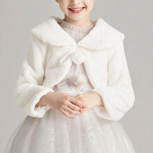 1-16Y Girls Fluffy Fleece Cape Long Sleeve Round Neck Short Shawl Dress Coat Warm Cozy Winter Outerwear