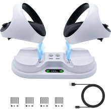 PSVR2 Charging Station with Quick Charge, Non-Slip Heat-Dissipating Holder & USB-C Cable – Compatible with PS VR2 Dock, White