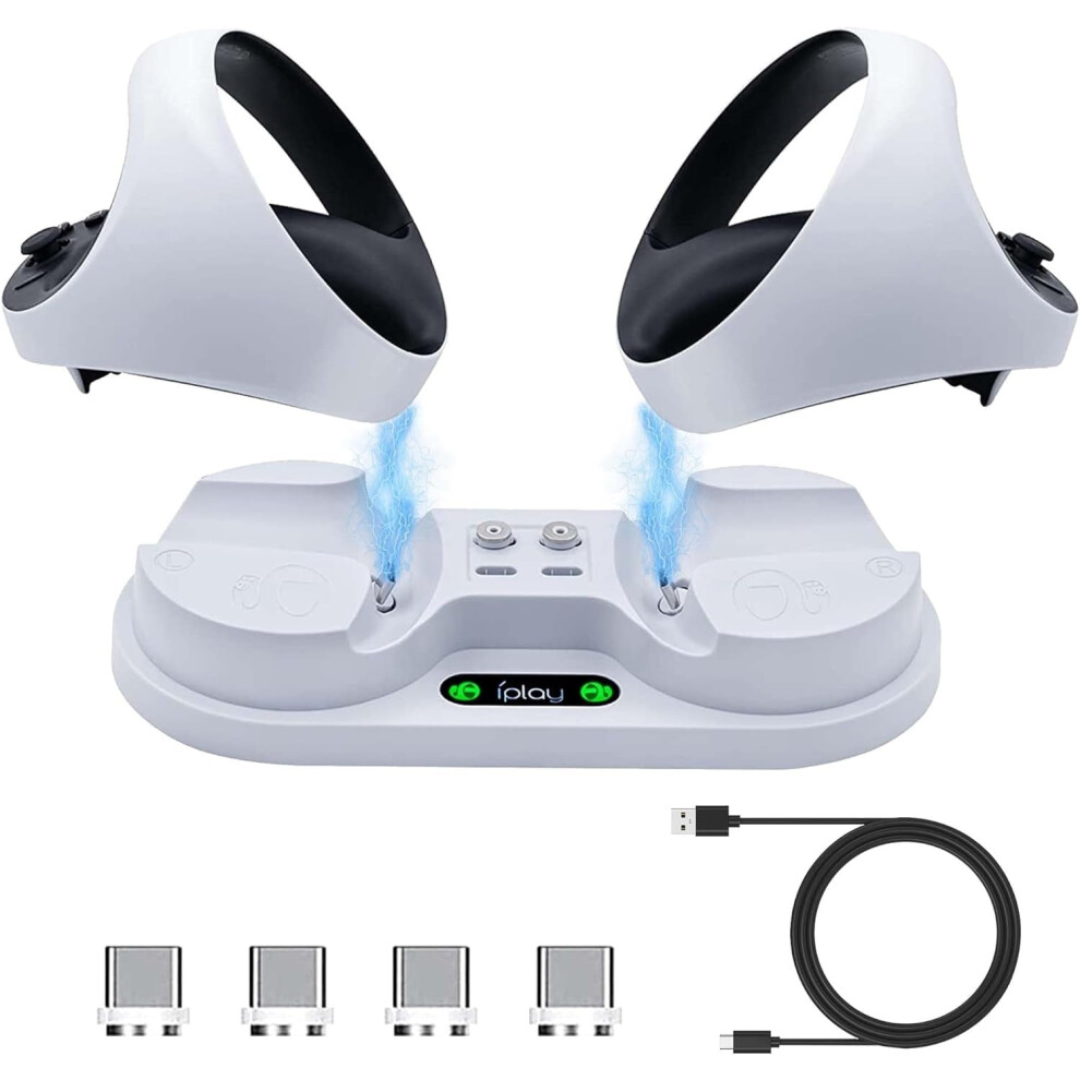 Psvr2 Charging Station With Quick Charge, Non-Slip Heat-Dissipating Holder & Usb-C Cable Â Compatible With Ps Vr2 Dock, White 9418476639814