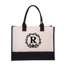 Naxoaeo Canvas-Tragetasche mit Initialen – Personalisiertes Geschenk für Frauen, Mütter, Lehrerinnen, Freundinnen, Brautjungfern (AZ) –