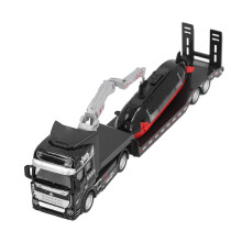 Alloy Semi Flatbed Trailer Truck Toy with Submarine - Realistic Construction Model Black