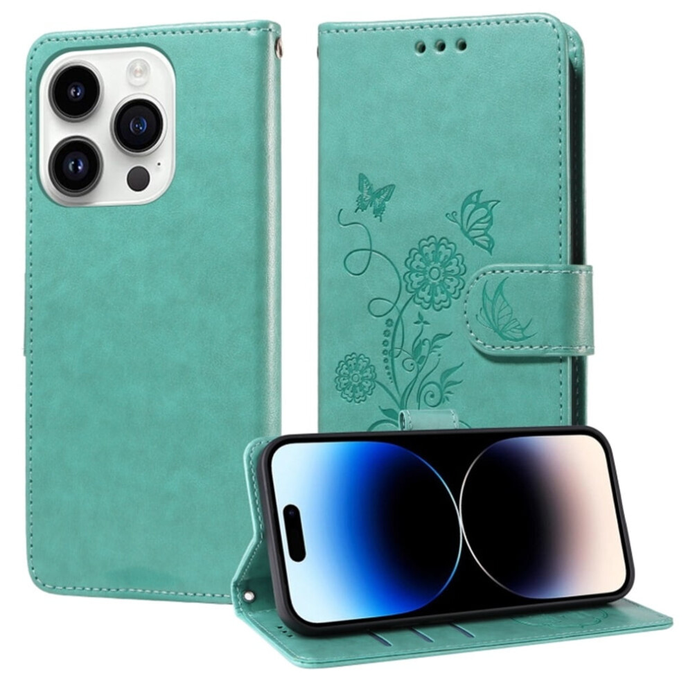 Butterfly Flower Flip Leather Case For Iphone 14 Pro With 9152228986169