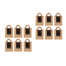 2Sets Portable Brown Wrapping Boxes Sturdy Cake Dessert Storage Case