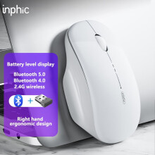 Inphic M1-2 Mouse Bluetooth reîncărcabil Office Silent Wireless Mouse cu afișaj nivel baterie ultra subțire pentru laptopuri și tablete