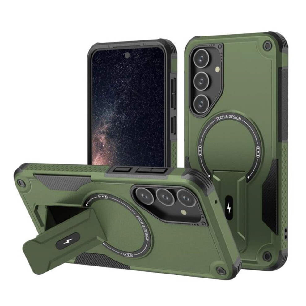 Magsafe-Compatible Case For Samsung Galaxy A25 5G, Military-Grade Shockproof Tpu With Built-In Stand Green 9418476641374