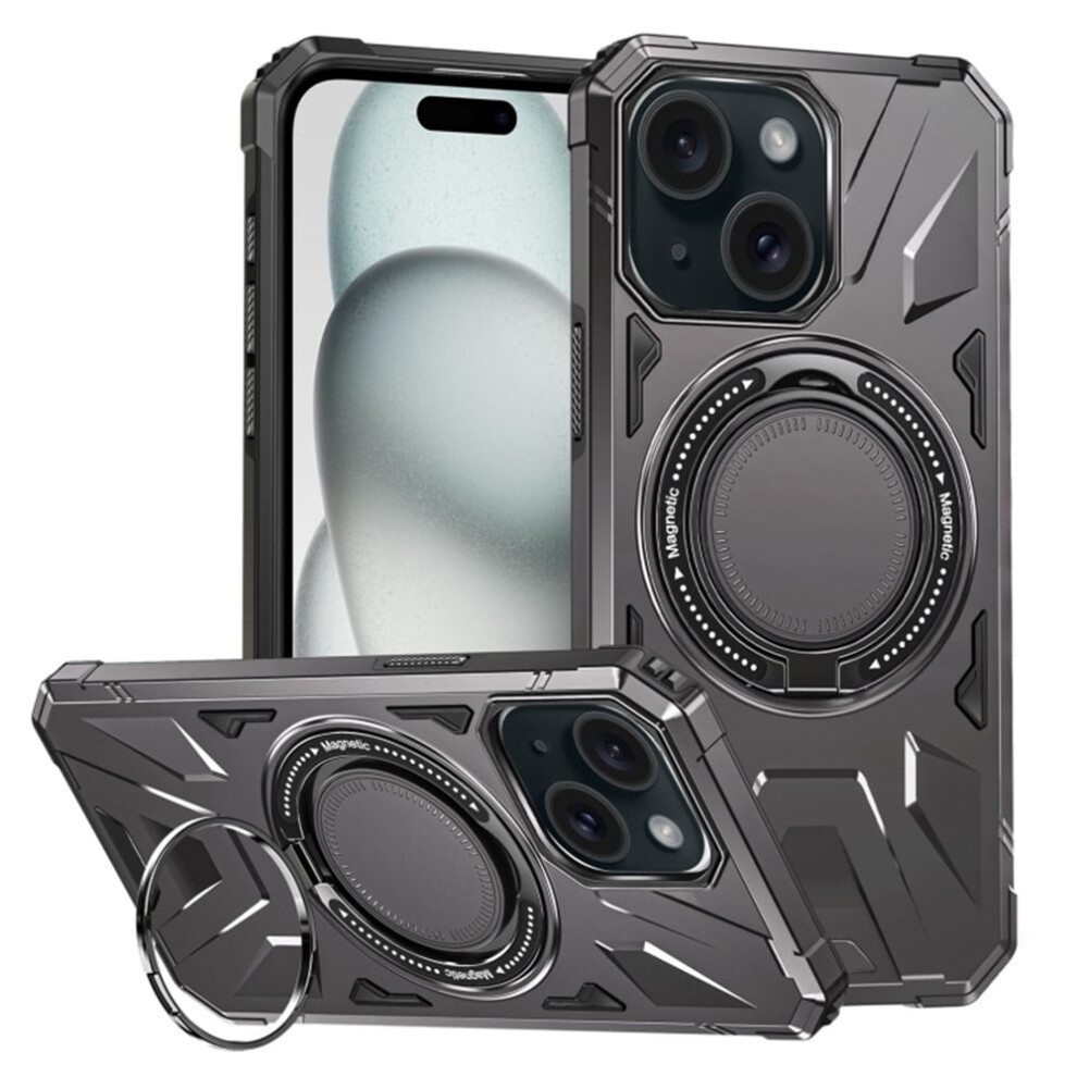 Iphone 15 Plus 6.7 Inch Case Magnetic Stand Magsafe Grey 9152228990814